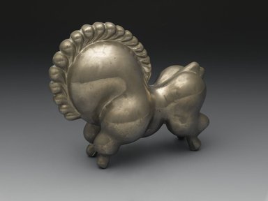 Russel Wright (American, 1904-1976). <em>Libbiloo Horse Bookend</em>, ca. 1927. Cast silvered metal, 5 7/16 x 6 1/4 x 2 15/16 in. (13.8 x 15.9 x 7.5 cm). Brooklyn Museum, Gift of John C. Waddell, 2008.58.15. Creative Commons-BY (Photo: Brooklyn Museum, 2008.58.15_PS2.jpg)