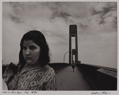 Arthur Tress (American, born 1940). <em>Girl on Bridge, NY</em>, 1970. Gelatin silver print, 11 x 14 in. (27.9 x 35.6 cm). Brooklyn Museum, Gift of William and Marilyn Braunstein, 2009.86.5. © artist or artist's estate (Photo: Brooklyn Museum, 2009.86.5_PS20.jpg)