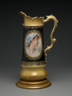 Knowles Taylor and Knowles (1870-1929). <em>Pitcher</em>, ca. 1905. Glazed semi-vitreous procelain, 27 x 9 x 7 5/8 in. (68.6 x 22.9 x 19.4 cm). Brooklyn Museum, Gift of the Estate of Mary Hayward Weir, by exchange, 2009.8. Creative Commons-BY (Photo: Brooklyn Museum, 2009.8_side1_PS6.jpg)
