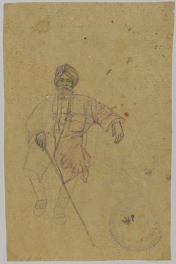  <em>Sketch of a Maharaja</em>, late 19th century. Colored ink on paper, with frame: 18 1/4 x 14 1/4 x 1 1/4 in. (46.4 x 36.2 x 3.2 cm). Brooklyn Museum, Bequest of Dr. Bertram H. Schaffner, 2010.48.62 (Photo: Brooklyn Museum, 2010.48.62_PS4.jpg)