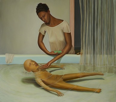 Aaron Gilbert (American, born 1979). <em>The New One</em>, 2007. Oil on canvas, 38 x 43 x 2 1/4 in. (96.5 x 109.2 x 5.7 cm). Brooklyn Museum, Gift of the American Academy of Arts and Letters, New York; Hassam, Speicher, Betts and Symons Funds, 2010, 2010.68. © artist or artist's estate (Photo: Brooklyn Museum, 2010.68_PS20.jpg)