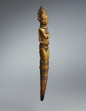 Yorùbá. <em>Divination Tapper (Iroke Ifá)</em>, 18th century (possibly). Ivory, 13 x 1 1/2 x 1 1/2 in. (33 x 3.8 x 3.8 cm). Brooklyn Museum, Collection of Beatrice Riese, 2011.4.1. Creative Commons-BY (Photo: Brooklyn Museum, 2011.4.1_SL3_edited.jpg)