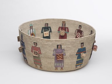 Carol Emarthle-Douglas (Northern Arapaho-Seminole, born 1959). <em>Gathering of Nations</em>, 2010. Waxed linen thread, single-rod hemp core, red and yellow cedar, reed, raffia, sweetgrass, pine needles, silk thread, cherry bark, artificial sinew, 7 x 11 1/2 x 11 1/2 in. (17.8 x 29.2 x 29.2 cm). Brooklyn Museum, Museum Collection Fund, 2011.5. Creative Commons-BY (Photo: Brooklyn Museum, 2011.5_view1_PS9.jpg)