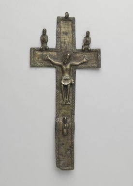 Kongo. <em>Crucifix (Nkangi Kiditu)</em>, early 17th century. Copper alloy, 13 1/2 x 6 x 1 in. (34.3 x 15.2 x 2.5 cm). Brooklyn Museum, Gift of Jean C. and Raymond E. Britt Jr. Collection, by exchange
, 2011.74. Creative Commons-BY (Photo: Brooklyn Museum, 2011.74_edited_PS6.jpg)