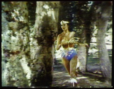 Dara Birnbaum (American, born 1946). <em>Technology/Transformation: Wonder Woman 1978/9</em>. NTSC Digi-Beta Master, color, stereo sound, 5 minutes 30 seconds Brooklyn Museum, Gift of Elizabeth A. Sackler, 2013.23. © artist or artist's estate (Photo: Brooklyn Museum, 2013.23_view1_PS4.jpg)