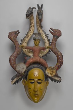 Temne artist. <em>Mask for the Ordehlay (Ode-Lay) or Jollay Society</em>, mid–20th century. Wood, paint, plastic, metal, 29 1/2 x 16 15/16 x 8 1/4 in. (75 x 43 x 21 cm). Brooklyn Museum, Gift of Dr. and Mrs. Milton Gross, by exchange, 2013.25. Creative Commons-BY (Photo: Brooklyn Museum, 2013.25_PS9.jpg)