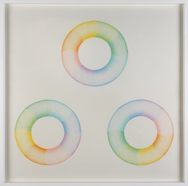 Judy Chicago (American, born 1939). <em>Untitled Donut Drawing</em>, 1968. Colored Pencil with graphite under drawing, frame: 28 × 28 × 1 3/4 in. (71.1 × 71.1 × 4.4 cm). Brooklyn Museum, Gift of the Paula Hays Harper Trust, 2013.79. © artist or artist's estate (Photo: , 2013.79_PS9.jpg)