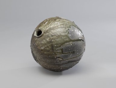 Tsujimura Shiro (Japanese, born 1947). <em>Vase</em>, 2005. Stoneware with ash glaze; shigaraki ware, 8 3/16 x 8 1/4 in. (20.8 x 21 cm). Brooklyn Museum, Gift of Shelly and Lester Richter, 2013.83.23. Creative Commons-BY (Photo: Brooklyn Museum, 2013.83.23_PS9.jpg)