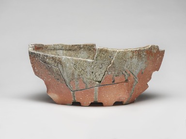 Fujioka Shuhei (Japanese, born 1947). <em>Vessel</em>, 2013. Iga ware: stoneware with ash glaze, 6 11/16 x 15 15/16 x 10 1/4 in. (17 x 40.5 x 26 cm). Brooklyn Museum, Gift of Steven Korff and Marcia Van Wagner, 2014.60.4. Creative Commons-BY (Photo: , 2014.60.4_view01_PS9.jpg)
