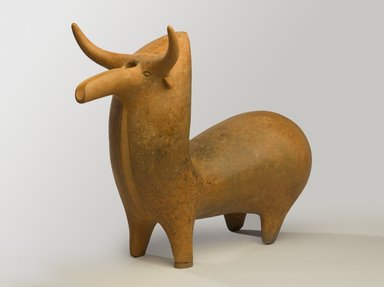  <em>Spouted Vessel in the Form of a Bull</em>, 1200-800 B.C.E. Clay, 11 x 14 3/16 x 5 7/8 in. (28 x 36 x 15 cm). Brooklyn Museum, Gift of the Arthur M. Sackler Foundation, NYC, in memory of James F. Romano, 2015.65.1. Creative Commons-BY (Photo: Brooklyn Museum, 2015.65.1_PS9.jpg)