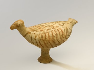  <em>Bird-Shaped Vessel</em>, 250 B.C.E.-224 C.E. Clay, slip, 7 1/16 x 10 1/4 x 4 15/16 in. (18 x 26 x 12.5 cm). Brooklyn Museum, Gift of the Arthur M. Sackler Foundation, NYC, in memory of James F. Romano, 2015.65.23. Creative Commons-BY (Photo: Brooklyn Museum, 2015.65.23_PS9.jpg)