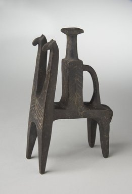  <em>Rectangular Bottle on a Two-Headed Horse</em>, ca. 800-600 B.C.E. Clay, height: 7 1/2 in. (19 cm). Brooklyn Museum, Gift of the Arthur M. Sackler Foundation, NYC, in memory of James F. Romano, 2015.65.30. Creative Commons-BY (Photo: Brooklyn Museum, 2015.65.30_PS11.jpg)