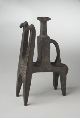  <em>Rectangular Bottle on a Two-Headed Horse</em>, ca. 800–600 B.C.E. Clay, height: 7 1/2 in. (19 cm). Brooklyn Museum, Gift of the Arthur M. Sackler Foundation, NYC, in memory of James F. Romano, 2015.65.30. Creative Commons-BY (Photo: Brooklyn Museum, 2015.65.30_PS11.jpg)