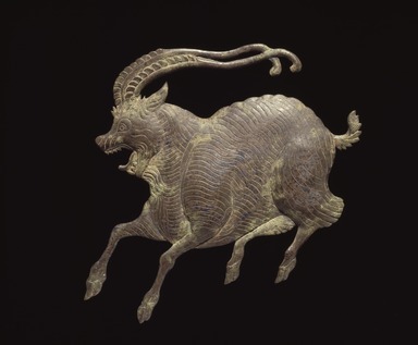  <em>Plaque of a Ram</em>, 618–907. Silver, 5 x 6 in. (12.7 x 15.2 cm). Brooklyn Museum, Gift of Jane and Leopold Swergold, 2015.93 (Photo: Brooklyn Museum, 2015.93_SL3.jpg)