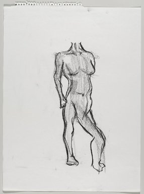 Jeremy Deller (British, born 1966). <em>Untitled (Standing Pose) from Iggy Pop Life Class by Jeremy Deller</em>, 2016. Natural charcoal and compressed charcoal with erasing on paper, 24 3/8 x 17 7/8 in. (61.9 x 45.4 cm). Brooklyn Museum, Brooklyn Museum Collection, 2016.3.11a. © artist or artist's estate (Photo: Brooklyn Museum, 2016.3.11a_PS9.jpg)