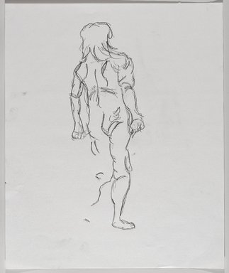 Jeremy Deller (British, born 1966). <em>Untitled (Standing Pose) from Iggy Pop Life Class by Jeremy Deller</em>, 2016. Graphite pencil on paper, 17 x 14 in. (43.2 x 35.6 cm). Brooklyn Museum, Brooklyn Museum Collection, 2016.3.16a. © artist or artist's estate (Photo: Brooklyn Museum, 2016.3.16a_PS9.jpg)