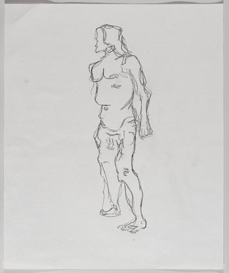 Jeremy Deller (British, born 1966). <em>Untitled (Standing Pose) from Iggy Pop Life Class by Jeremy Deller</em>, 2016. Graphite pencil on paper, 17 x 14 in. (43.2 x 35.6 cm). Brooklyn Museum, Brooklyn Museum Collection, 2016.3.16c. © artist or artist's estate (Photo: Brooklyn Museum, 2016.3.16c_PS9.jpg)