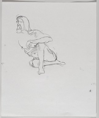 Jeremy Deller (British, born 1966). <em>Untitled (Sitting Pose) from Iggy Pop Life Class by Jeremy Deller</em>, 2016. Graphite pencil on paper, 17 x 14 in. (43.2 x 35.6 cm). Brooklyn Museum, Brooklyn Museum Collection, 2016.3.16d. © artist or artist's estate (Photo: Brooklyn Museum, 2016.3.16d_PS9.jpg)