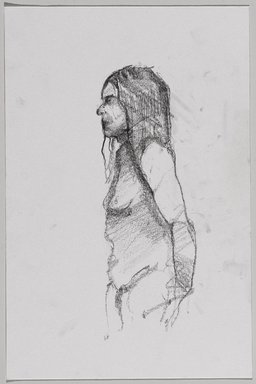 Jeremy Deller (British, born 1966). <em>Untitled (Standing Pose) from Iggy Pop Life Class by Jeremy Deller</em>, 2016. Graphite pencil on paper, 12 1/8 x 8 in. (30.8 x 20.3 cm). Brooklyn Museum, Brooklyn Museum Collection, 2016.3.20a. © artist or artist's estate (Photo: Brooklyn Museum, 2016.3.20a_PS9.jpg)