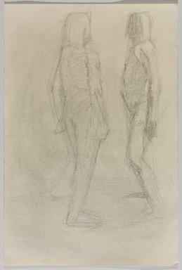 Jeremy Deller (British, born 1966). <em>Untitled (Two Poses: Standing, View from Right and Standing, View from Left) from Iggy Pop Life Class by Jeremy Deller</em>, 2016. Graphite pencil and powdered graphite on paper, 18 x 12 in. (45.7 x 30.5 cm). Brooklyn Museum, Brooklyn Museum Collection, 2016.3.22a. © artist or artist's estate (Photo: Brooklyn Museum, 2016.3.22a_PS9.jpg)