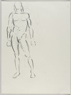 Jeremy Deller (British, born 1966). <em>Untitled (Standing Pose) from Iggy Pop Life Class by Jeremy Deller</em>, 2016. Natural charcoal on paper, 24 x 18 in. (61 x 45.7 cm). Brooklyn Museum, Brooklyn Museum Collection, 2016.3.3a. © artist or artist's estate (Photo: Brooklyn Museum, 2016.3.3a_PS9.jpg)