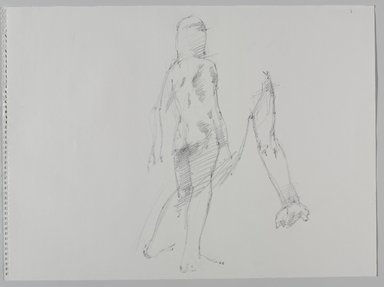 Jeremy Deller (British, born 1966). <em>Untitled (Two Poses: Standing and Detail of Sitting) from Iggy Pop Life Class by Jeremy Deller</em>, 2016. Graphite pencil on paper, 18 x 24 1/2 in. (45.7 x 62.2 cm). Brooklyn Museum, Brooklyn Museum Collection, 2016.3.6b. © artist or artist's estate (Photo: Brooklyn Museum, 2016.3.6b_PS9.jpg)