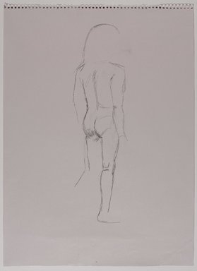 Jeremy Deller (British, born 1966). <em>Untitled (Standing Pose) from Iggy Pop Life Class by Jeremy Deller</em>, 2016. Graphite pencil on light cool gray paper, 24 5/8 × 18 in. (62.5 × 45.7 cm). Brooklyn Museum, Brooklyn Museum Collection, 2016.3.7c. © artist or artist's estate (Photo: Brooklyn Museum, 2016.3.7c_PS9.jpg)