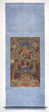 Korean. <em>Amita Buddha Preaching</em>, early 19th century. Hanging scroll: color on cloth, Overall: 86 1/2 × 35 1/2 in. (219.7 × 90.2 cm). Brooklyn Museum, Gift of the Carroll Family Collection, 2017.29.42 (Photo: , 2017.29.42_PS11.jpg)