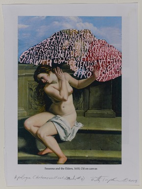 Betty Tompkins (American, born 1945). <em>Apologia (Artemesia Gentileschi #4)</em>, 2018. Acrylic on paper, 11 × 8 1/2 in. (27.9 × 21.6 cm). Brooklyn Museum, Emily Winthrop Miles Fund and Robert A. Levinson Fund, 2018.21. © artist or artist's estate (Photo: Brooklyn Museum, 2018.21_PS20.jpg)