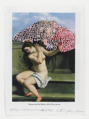 Betty Tompkins (American, born 1945). <em>Apologia (Artemesia Gentileschi #4)</em>, 2018. Acrylic on paper, 11 × 8 1/2 in. (27.9 × 21.6 cm). Brooklyn Museum, Emily Winthrop Miles Fund and Robert A. Levinson Fund, 2018.21. © artist or artist's estate (Photo: , 2018.21_PS9.jpg)