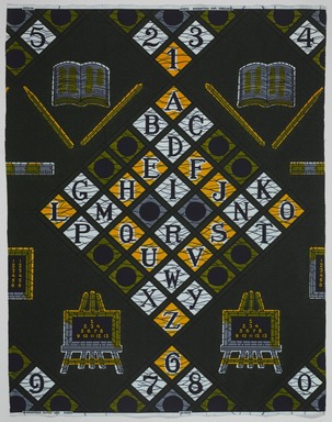 Vlisco B.V.. <em>Wax Print Textile, ABC Pattern</em>, ca. 2018. Cotton, synthetic dye, 36 × 36 in. (91.4 × 91.4 cm). Brooklyn Museum, Gift of Vlisco B.V., 2019.1.1 (Photo: , 2019.1.1_PS9.jpg)