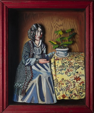 Red Grooms (American, born 1937). <em>Harriet Beecher Stowe</em>, 1972. Wood, cardboard, 21 7/8 × 18 × 5 1/4 in. (55.6 × 45.7 × 13.3 cm). Brooklyn Museum, Gift of The Carol & Arthur Goldberg Collection, 2020.6 (Photo: Brooklyn Museum, 2020.6_PS11.jpg)