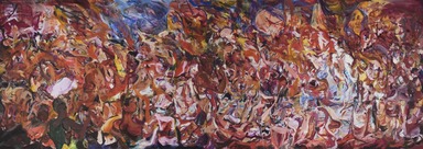 Cecily Brown (British, born 1969). <em>Triumph of the Vanities II</em>, 2018. Oil on linen, 109 × 311 in. (276.9 × 789.9 cm). Brooklyn Museum, Purchase gift of John and Barbara Vogelstein in honor of Anne Pasternak, 2020.9. © artist or artist's estate (Photo: Brooklyn Museum, 2020.9_PS11.jpg)