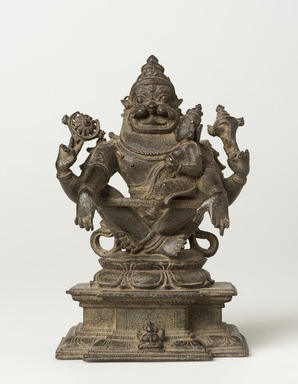  <em>Four-armed Narasimha with Consort</em>, 14th–15th century. Bronze, height: 5 1/2 in. (14.0 cm). Brooklyn Museum, Bequest of Dr. Samuel Eilenberg, 2021.1.70 (Photo: Brooklyn Museum, 2021.1.70_overall_PS11.jpg)