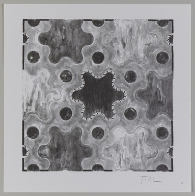 John Allen. <em>American Hybrid</em>, 1998; published 1999, distributed 2022. Offset lithograph, sheet: 10 3/4 × 10 3/4 in. (27.3 × 27.3 cm). Brooklyn Museum, Gift of Eugenie Tsai, 2022.10.2 (Photo: Brooklyn Museum, 2022.10.2_PS20.jpg)