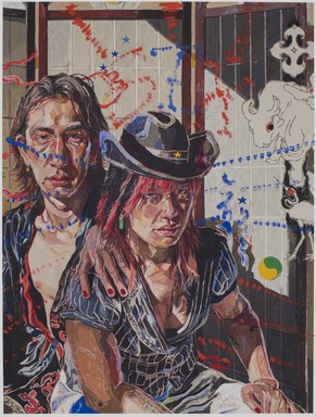 Oscar yi Hou (British, born 1998). <em>Sayonara, Suzie Wongs, aka: Out the Opium Den</em>, 2022. Hand-embellished archival pigment print, image: 24 × 18 in. (61 × 45.7 cm). Brooklyn Museum, Gift of Art for Change / Jeanne Masel, 2022.26.1. © artist or artist's estate (Photo: Brooklyn Museum, 2022.26.1_PS11.jpg)