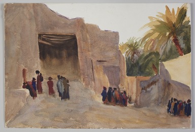 Emily Sargent (American, 1857 – 1936). <em>Chatriali, near Biskra</em>, 1902. Pencil and watercolor, 12 × 18 in. (30.5 × 45.7 cm). Brooklyn Museum, Anonymous gift, 2022.57.12 (Photo: Brooklyn Museum, 2022.57.12_PS11.jpg)