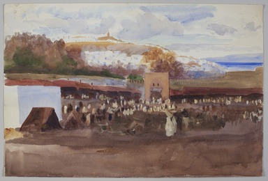 Emily Sargent (American, 1857 – 1936). <em>Encampment, Tangier</em>, 1900. Pencil and watercolor, 12 × 18 in. (30.5 × 45.7 cm). Brooklyn Museum, Anonymous gift, 2022.57.7 (Photo: Brooklyn Museum, 2022.57.7_PS11.jpg)