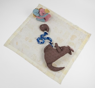 Mike Kelley (American, Wayne, MI, born 1954, died 2012, South Pasadena, CA). <em>Arena #2 (Kangaroo)</em>, 1990. Fabric, plastic, 10 1/2 × 49 1/2 × 40 in. (26.7 × 125.7 × 101.6 cm). Brooklyn Museum, Gift of The Carol and Arthur Goldberg Collection, 2022.58a-c (Photo: Brooklyn Museum, 2022.58a-c_PS20.jpg)