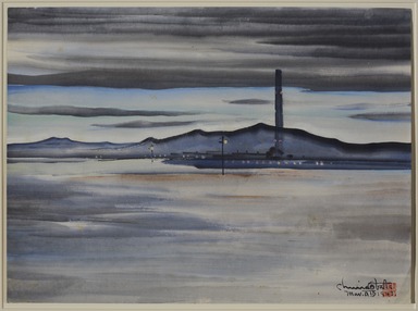 Chiura Obata (American, born Japan, 1885 – 1975). <em>Hospital, Topaz</em>, March 10, 1943. Watercolor on paper, 14 1/2 × 19 1/2 in. (36.8 × 49.5 cm). Brooklyn Museum, Gift of the Estate of Chiura Obata, in honor of the Brooklyn Museum's 200th Anniversary, with additional support from the Alfred T. White Fund, 2023.16.2. © artist or artist's estate (Photo: Brooklyn Museum, 2023.16.2_PS11.jpg)