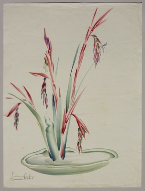 Chiura Obata (American, born Japan, 1885 – 1975). <em>Flower Arrangement with Drooping Flower Clusters</em>, c. 1930s. Watercolor on paper, 20 3/4 × 15 1/2 in. (52.7 × 39.4 cm). Brooklyn Museum, Gift of the Estate of Chiura Obata, in honor of the Brooklyn Museum's 200th Anniversary, with additional support from the Alfred T. White Fund, 2023.16.6. © artist or artist's estate (Photo: Brooklyn Museum, 2023.16.6_PS11.jpg)