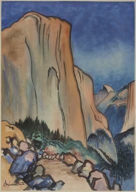 Chiura Obata (American, born Japan, 1885 – 1975). <em>El Capitan</em>, 1930. Color woodcut, 15 3/4 × 11 in. (40 × 27.9 cm). Brooklyn Museum, Alfred T. White Fund, 2023.17.1. © artist or artist's estate (Photo: Brooklyn Museum, 2023.17.1_cropped_PS11.jpg)