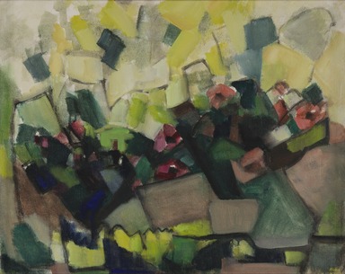 Hisako Hibi (American, born Fukui–Ken, Japan, 1907 – 1991). <em>Kazue's Garden</em>, 1962. Oil on canvas, 16 × 20 in. (40.6 × 50.8 cm). Brooklyn Museum, Gift of Ibuki Hibi Lee, in honor of the Brooklyn Museum's 200th Anniversary, 2023.27.1. © artist or artist's estate (Photo: Brooklyn Museum Photograph, 2023.27.1_cropped_PS22.jpg)