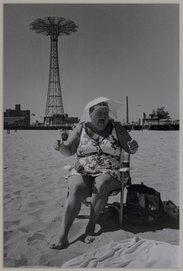 Sebastian Milito (Italian/American, 1943 – 2022). <em>Laughing Woman - Coney Island</em>. Kodak, Polycontrast F Double Weight, 11 × 14 in. (27.9 × 35.6 cm). Brooklyn Museum, Gift of The Family of Sebastian Milito, 2023.32.7. © artist or artist's estate (Photo: Brooklyn Museum, 2023.32.7_PS20.jpg)