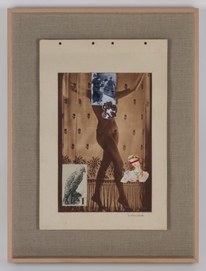 Carmen Calvo (Spanish, born 1950). <em>La cartina indiscreta</em>, 2015. Mixed media collage on paper, sheet: 24 3/16 × 18 5/16 in. (61.5 × 46.5 cm). Brooklyn Museum, The Sir Mark Fehrs Haukohl Photography Collection at the Los Angeles County Museum of Art and Brooklyn Museum, with additional support provided by the Emily Winthrop Miles Fund, 2023.36.1. © artist or artist's estate (Photo: Brooklyn Museum, 2023.36.1_PS20.jpg)