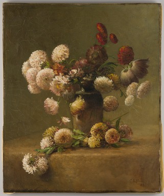 Charles Ethan Porter (American, 1847–1923). <em>Chrysanthemums</em>, 1888. Oil on canvas, 23 × 19 1/2 in. (58.4 × 49.5 cm). Brooklyn Museum, Gift of Charlynn and Warren Goins, 2023.46.1 (Photo: Brooklyn Museum, 2023.46.1_PS22.jpg)