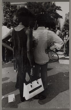 Fred McDarrah (1926–2007, American, b. Brooklyn, NY). <em>Untitled (Christopher Street Liberation March), New York,  New York, July 27, 1969</em>, 7/27/1969. Gelatin silver print (vintage), sheet: 8 × 10 in. (20.3 × 25.4 cm). Brooklyn Museum, Gift from the Goldman-Sonnenfeldt Family, 2023.69.23. © artist or artist's estate (Photo: Brooklyn Museum, 2023.69.23_PS11.jpg)