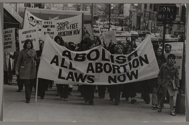 Fred McDarrah (1926–2007, American, b. Brooklyn, NY). <em>Untitled (People To Abolish Abortion Laws Demonstration), New York, New York, March 28,1970</em>, 3/28/1970. Gelatin silver print (vintage), sheet: 8 × 10 in. (20.3 × 25.4 cm). Brooklyn Museum, Gift from the Goldman-Sonnenfeldt Family, 2023.69.9. © artist or artist's estate (Photo: Brooklyn Museum, 2023.69.9_PS11.jpg)