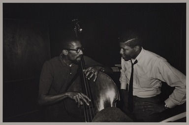 Milt Hinton (born Vicksburg Mississippi, active Chicago, IL, 1910–2000). <em>Ron Carter and Bob Cranshaw, recording studio, N.Y.C.</em>, ca. 1971. Gelatin silver print, 11 × 14 in. (27.9 × 35.6 cm). Brooklyn Museum, Gift of David Berger and Holly Maxson, 2023.80.10 (Photo: Brooklyn Museum, 2023.80.10_PS20.jpg)