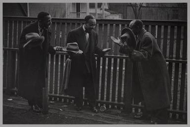 Milt Hinton (born Vicksburg Mississippi, active Chicago, IL, 1910–2000). <em>Cozy Cole, Danny Barker and Shad Collins, New Orleans, LA.</em>, ca. 1941. Gelatin silver print, 11 × 14 in. (27.9 × 35.6 cm). Brooklyn Museum, Gift of David Berger and Holly Maxson, 2023.80.3 (Photo: Brooklyn Museum, 2023.80.3_PS20.jpg)